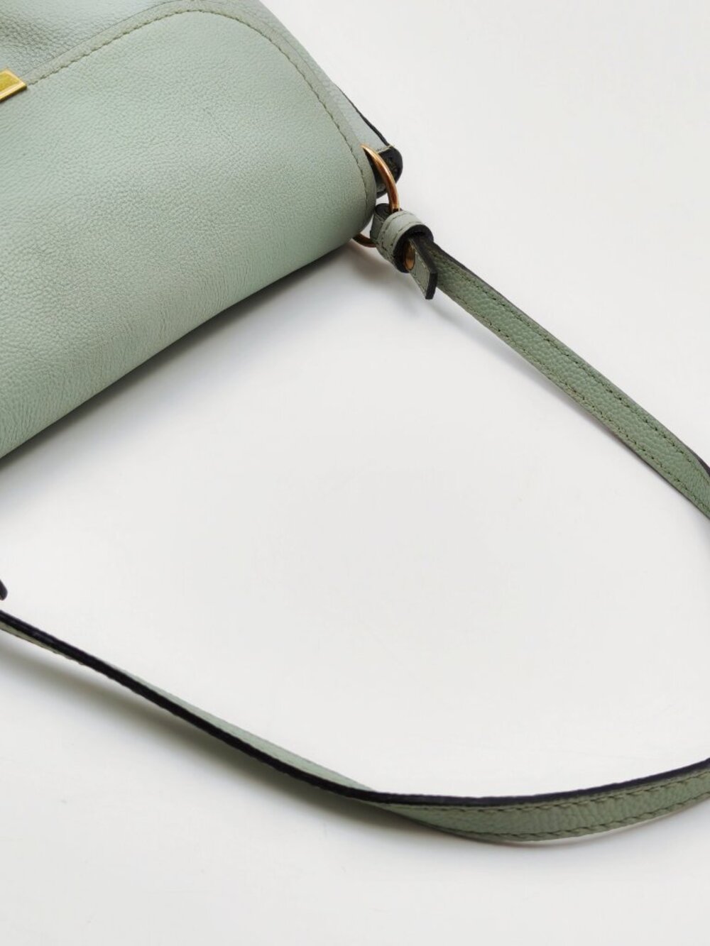 Chloé Elsie Mint Green Leather Shoulder Bag Gold Turn Lock - Picture 8 of 13